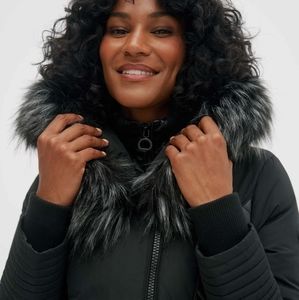 Noize Sam Faux Fur Trim Quilted Parka Jacket Winter Vegan Fur Water Resistant XS